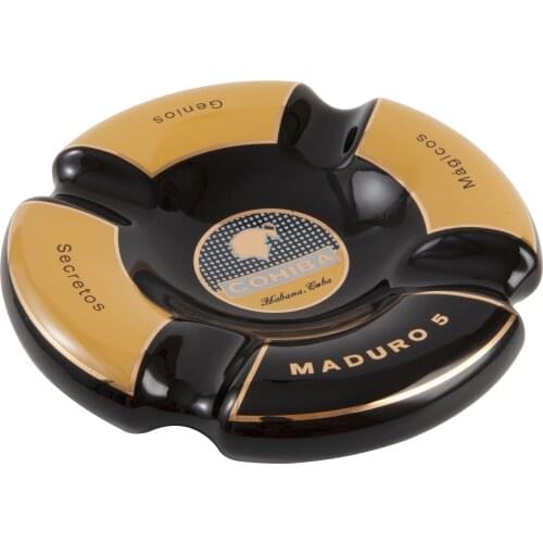 COHIBA Classic Round Cigar Ashtray Holder Cohiba High-End China Ceramic 4 Slots Ceramic Ashtray Cigar Smoking Sets Accessories
