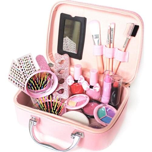 Pretend Play Cosmetics Set Beauty Makeup Kit Children Girls Birthday Gift Toy Non-toxic Washable Beauty Makeup Box Baby Toy Gift