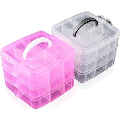 Nail Art Accessories Storage Box Three-layer Plastic Storage Box Transparent Removable Cosmetic Case Hair Accessories