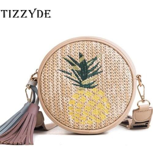 Square Round Style Straw Bag Handbag Women Summer Rattan Bag Hand-Woven Beach Ring Handbag Messenger Bag For Female 2019 DXM148
