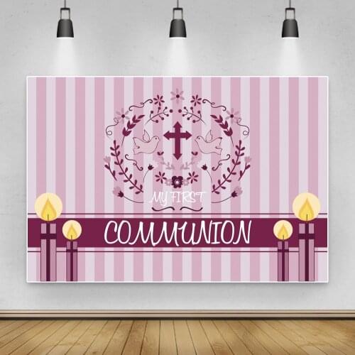 Laeacco Christian Church My First Communion Ceremony Decor Poster Banners Customized Photo Backdrop Photographic Background