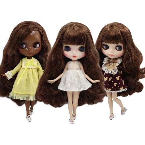 ICY DBS Blyth doll 30cm customized face with brown hair nude joint body for 1/6 bjd girl gift BL9158