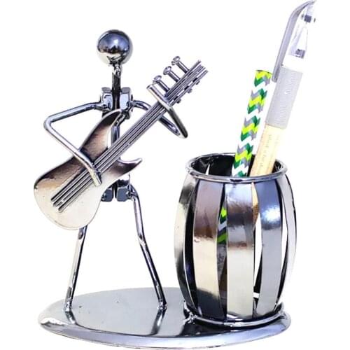 Metal Guitar Bass Violin Rocker Pencil Pen Holder Cup Desktop Stand Storage Box Student gifts birthday gifts Metal crafts
