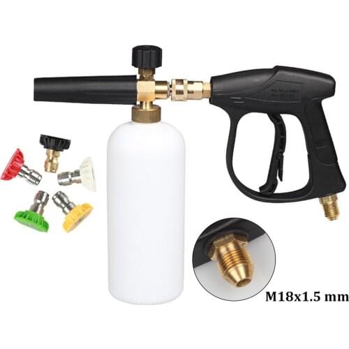 High Pressure Car Washer M18 x 1.5 mm Snow Foam Lance 1/4" Quick Release with 5 Nozzles for Car Washer Water Gun Cleaning Tools