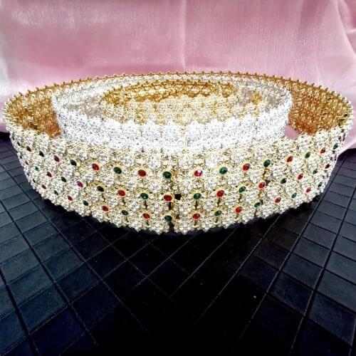 Moroccan fashion zinc alloy womens wedding waist chain, flower design with crystal waist chain, length can be adjusted