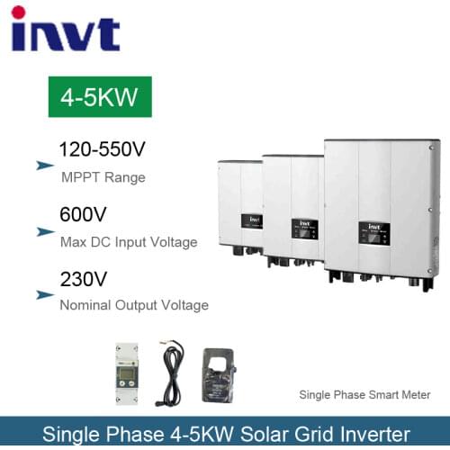 Single Phase Grid Tie Solar Inverter 4KW 4.6KW 5KW 120V-550VDC to 230VAC Pure Sine Wave Output with WIFI and CT