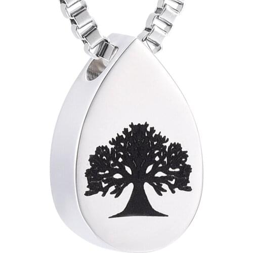 Tear Drop Tree of Life Cremation Ash Urn Necklace for Men Memorial Jewelry Keepsake Ashes Holder Pendant Pet Dog