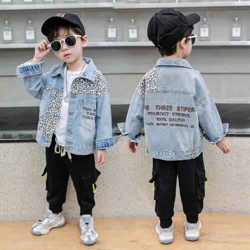 Leopard Spring Autumn Boy Coat Jackets Overcoat Top Kids Teenage Gift Children Clothes Gift Formal School High Quality