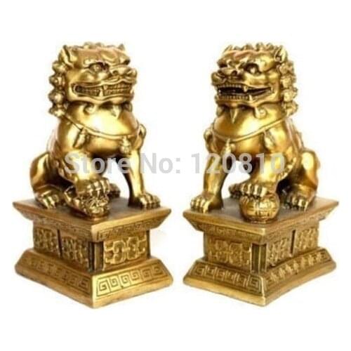 Pair of tibet brass statue foo dogs/Lions