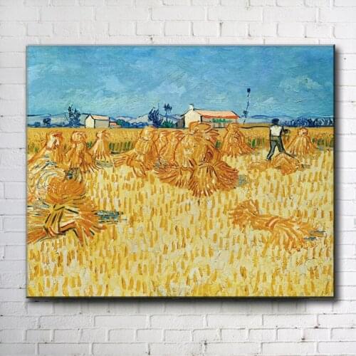 Impression Van farmer harvest wheat field canvas printings oil painting printed on canvas wall art decoration pictures no frame