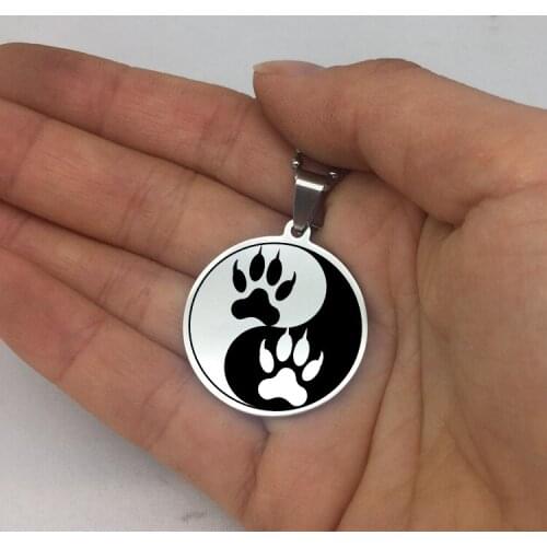 Popular Cat Footprints Pendant Necklace Stainless Steel Yin Yang Tai Ji Disc Collar Long Necklaces Jewelry for You YP6708