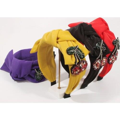 New Fashion Baroque Palace Style Solid Big Bow Knotted Colorful Rhinestone Crystal Headband Hair Jewelry Accessories Headwear