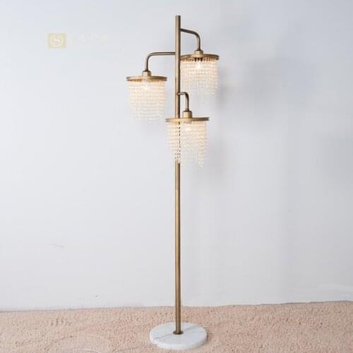 American light luxury crystal floor lamp study creative vertical bedroom bedside modern living room marble sofa lamp