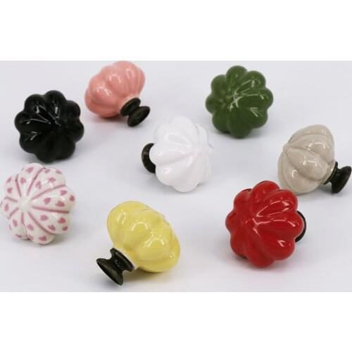 Cabinet Knob 1pc Ceramic Drawer Handle for Dresser, Closet,Cabinet Wardrobe Pull Kitchen Pumpkin Shape Knob