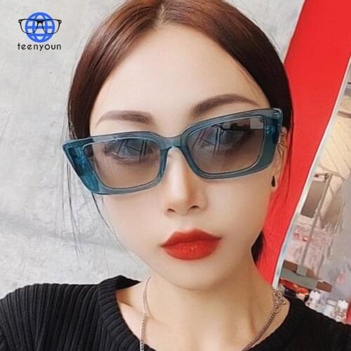 TEENYOUN 2021 Fashion Square Sunglasses Woman Brand Designer Rectangle Sun Glasses Retro Cat Eye Glasses Oculos De Sol uv400