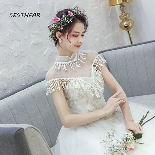 Bride Wedding Shawl Beautiful Cute Wedding Dress Small Shoulder Yarn Spring And Summer Thin Section Small Collar PJ070