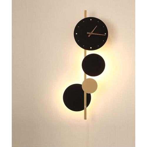 Nordic Clock Decor Led Wall Lamp Simple Modern Living Room Background Wall Decor Wall Lights Corridor Bedroom Clock Wall Sconces