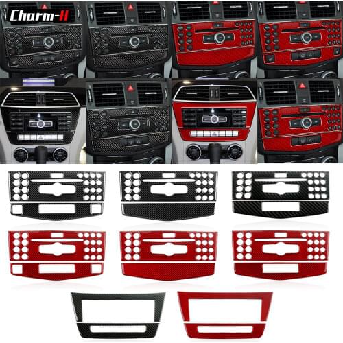 Carbon Fiber Center Console CD Panel Trim For Mercedes Benz W204 2007-13