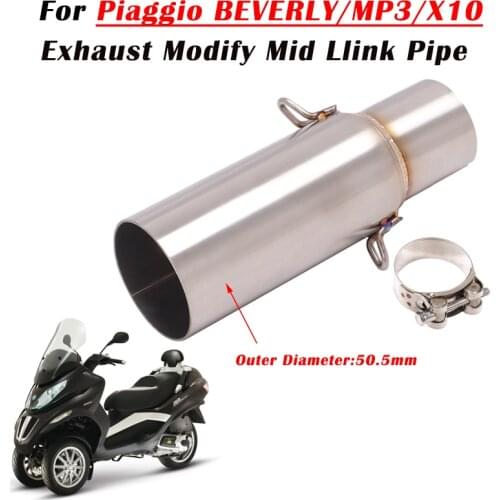 For Piaggio BEVERLY 125/300 MP3 125/250/300 X10 125 Motorcycle Exhaust Escape Modify Muffler Middle Link Pipe 51mm Connecting