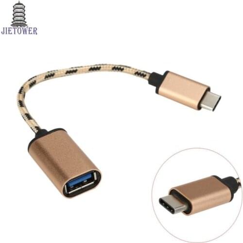 High Quality Braided Type-C USB 3.1 Male to USB 2.0 Female Adapter OTG Cable Cord Type C OTG Cable Adapter 300pcs/lot wholesale