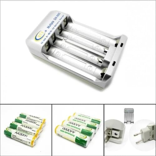 BTY Hi-speed Quick AA AAA Rechargeable Battery Charger +8x AA3000 series 850mAh 1.2V NI-MH Rechargeable Battery BTY