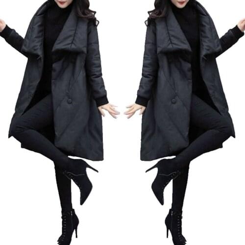 2020 Winter Jacket Korean New Womens Padded Coats Black Mid-length Cotton-padded Jackets Ladies Winter Cloak Jacket Outwear W14