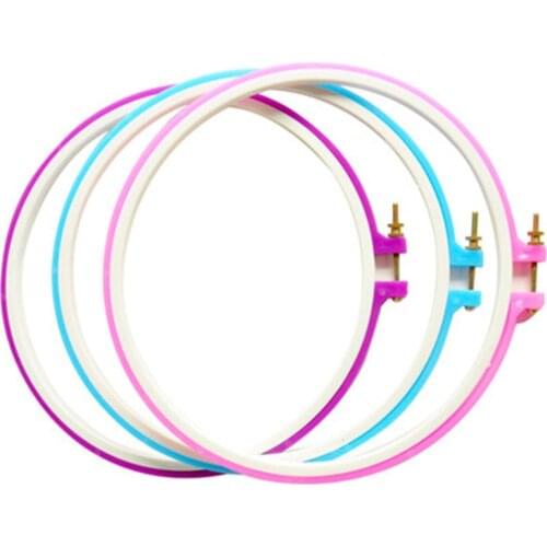 1Pcs 7-10 Inch Sewing Accessories Multicolor Plastic Embroidery Hoop Round Cross Stitch Accessories Adjustable Sewing Tool Frame