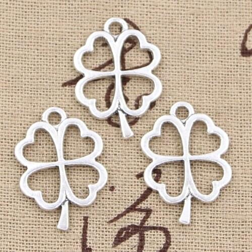 15pcs Charms Lucky Four Leaf Clover Irish 24x17mm Antique Making Pendant fit,Vintage Tibetan Bronze,DIY Handmade Jewelry