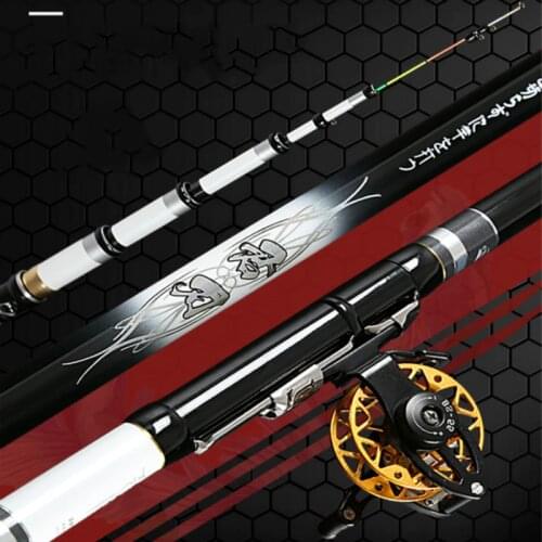 3.3m 4.4m 5.5m 6.5m Front-end Fishing Rod Two Position Fsihing Canne Super Hard Rock Fsihing Poles Olta with Reel Set Vara Pesca
