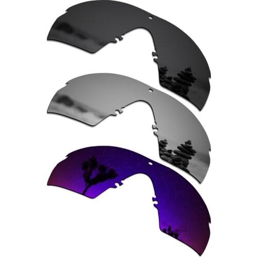SmartVLT 3 Pieces Polarized Sunglasses Replacement Lenses for Oakley Si M Frame 2.0 Black & Silver Titanium & Plasma Purple