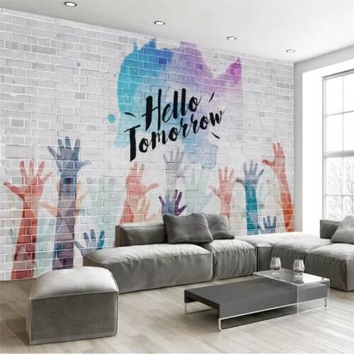 Beibehang Custom wallpaper 3d mural simple palm inspirational brick wall 5d background wall 8d crystal wallpaper papel de parede