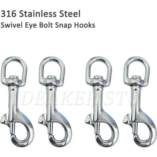 5Pcs 316 Stainless Steel 70mm 80mm Scuba Diving Clips Swivel Eye Snap Hook Dive Single Ended Bolt Hook Buckle Dog Clip