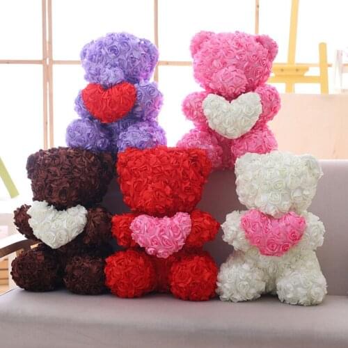 40 cm Rose Teddy Bear Toy Stuffed Animal Bear With Love Heart Placating Toy For Wedding Or Valentines Day Gift