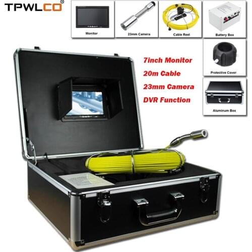 7" Color Monitor 20m Cable 8GB SD Card With DVR 23mm Inspection Pipe Camera For Video Pipe Inspection Camera System