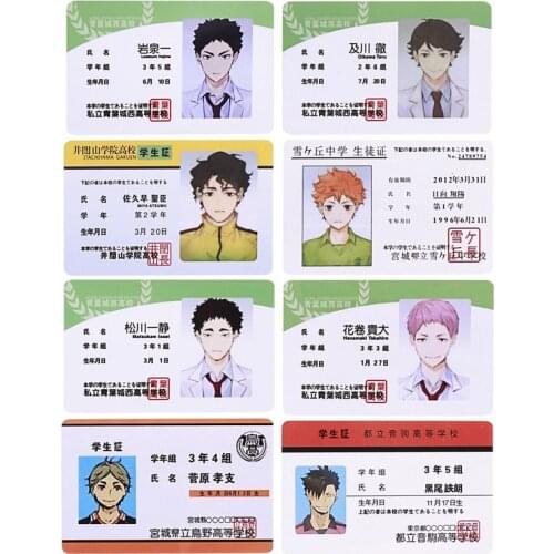 Anime Peripheral Jujutsu Kaisen Itadori Yuji Haikyuu!! Hinata Shoyo Card PVC Student ID Card For Kids Gift