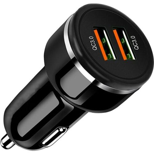 24W Dual QC3.0 USB Car Charger LED Fast Charging Plug Quick Phone Charge Adapter for iPhone 12 Samsung S9 S10 Xiaomi 10