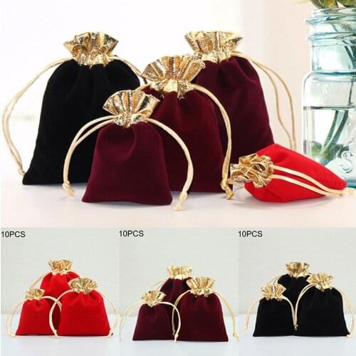 10pcs/lot 7x9cm Velvet Bag Drawstring Pouch Green Calabash Jewelry Storage Bags Packing Jewellery Gift Bag Organizer