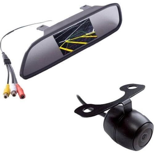 Free Shipping Car Rear View Parking System 4.3" Mirror Mount Monitor & Backup Camera Free 6 Meters / 20 FT Video Cable