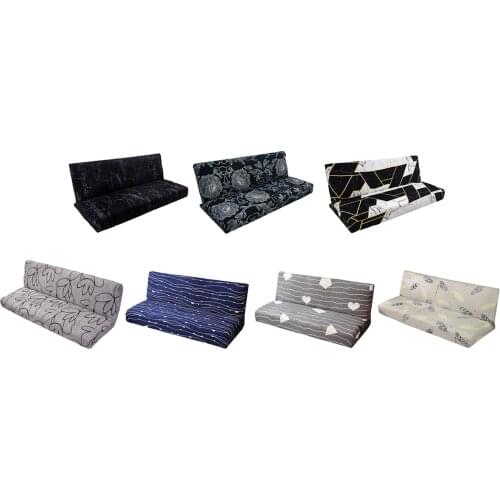 Armless Sofa Bed Cover Spandex Stretch Print Futon Slipcover Non-slip Sofa Cover Seat Couch Protector for 3 Seater Folding Sofa