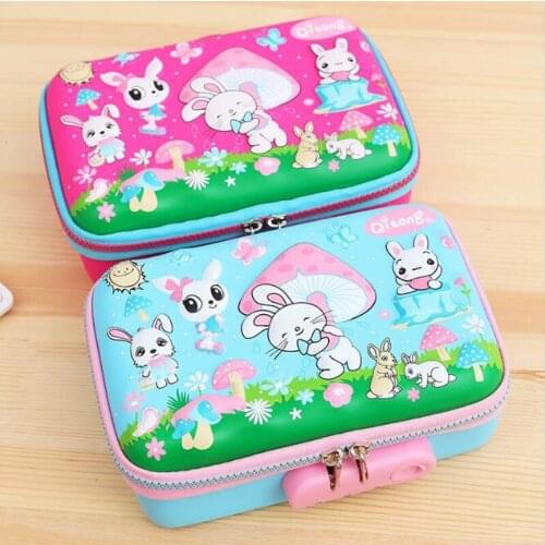2pcs* Cute EVA Material School Pencil Case 3D Penal Pen Bag Password Pencilcase Large Big Lock Box for Girls Boy Gift