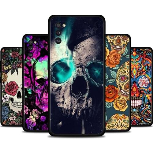 Phone Case For Samsung A51 Cover Soft Funda for Galaxy A71 A12 A21 A52 A42 A11 A02s A02 Coque Flower Skull