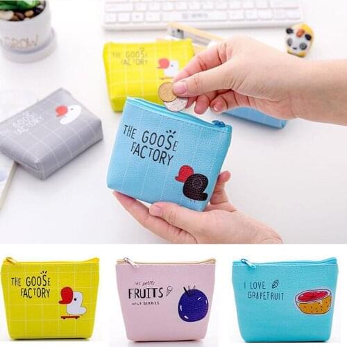 Childrens Wallet for Coins Key Holder Case Korean Cute Mini Coin Purse Cartoon Sweet Pu Leather Coin Pocket Wallets Zipper