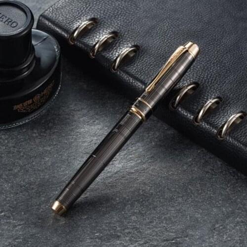 Hero Creative Roller Ball Pen Metal Brushed Grey Grids Patterns Office & School Writing Business Gift Pen