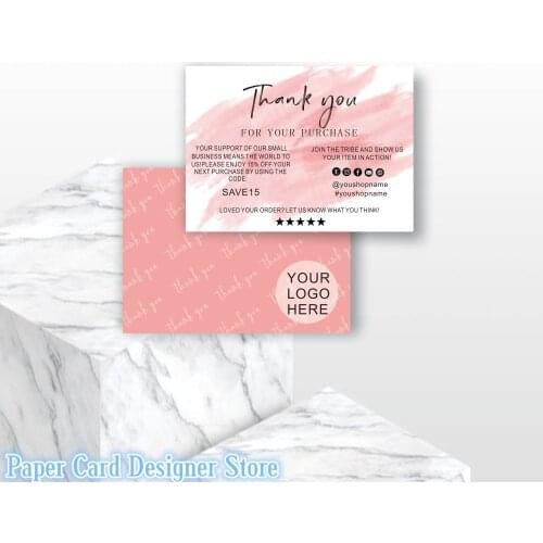 Personalized Small Business Thank You Card Template Blush Thank You Package Insert Add Logo Modern Thank You For Your Purchase