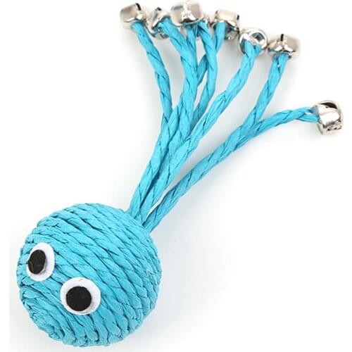 Interactive Cat Toy, Scratch Resistant Paper Rope Toy Octopus With Grinding Bell, Interactive Cat Toy