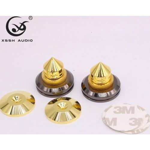 8pcs YIVO Solid Steel Speaker Spike Isolation Feet Brass Cone CD Amplifier Stand
