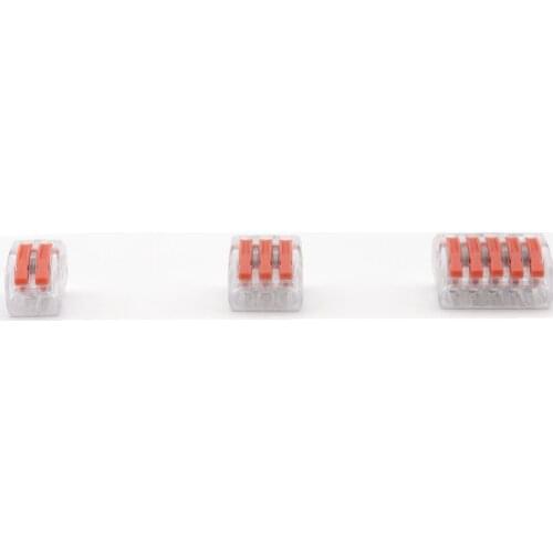 Transparent 10pcs 412 413 415 Compact Wire Wiring Connector 2/3/5 pin Conductor Terminal Block With Lever 0.08-2.5mm2