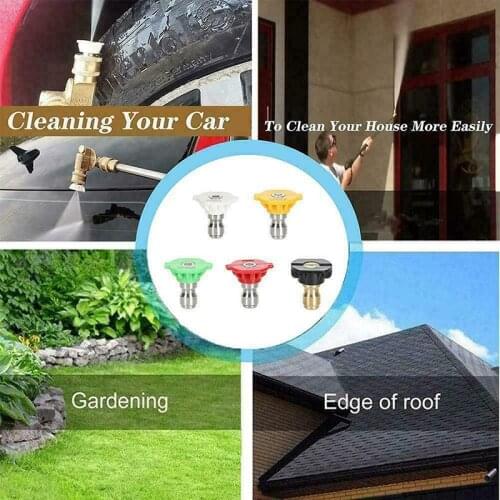 5 Pack High Pressure/Power Washer Spray Nozzle Kit Quick Connect 1/4" Water Gun Snow Foam Lance Car Washer Replace Accessories