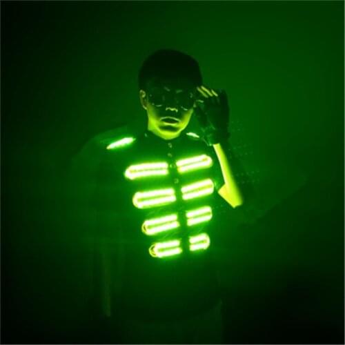 DX001 Men robot colorful LED lights luminous costume Illuminated suit dj disco party supplies festival ballroom dance clothes