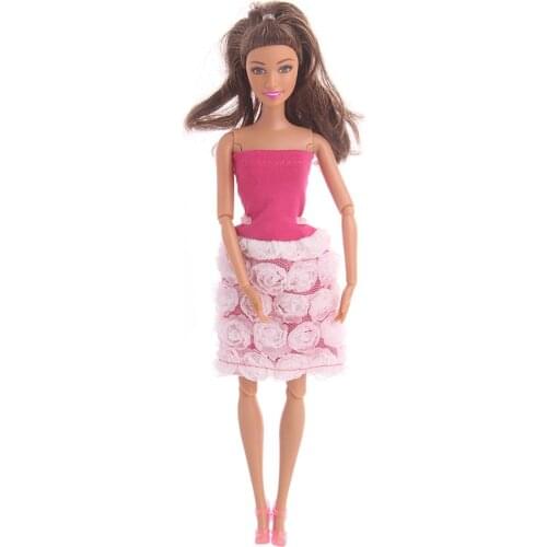 Beautiful Handmade Flower lace skirt For mini Doll Clothes Gown For 11.8inch doll dresses